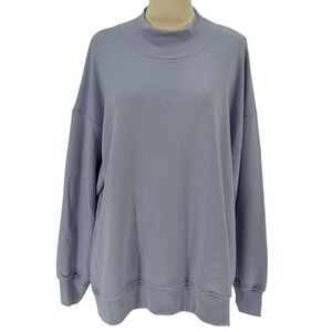 Originality Mock Neck Sweatshirt Periwinkle Blue Drop Shoulder Large